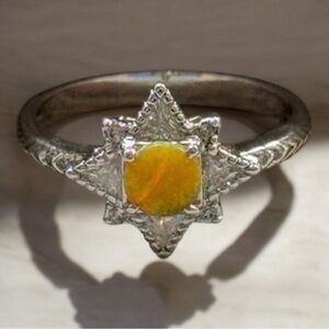 🟠Yellow simulated Opal Costume Ring